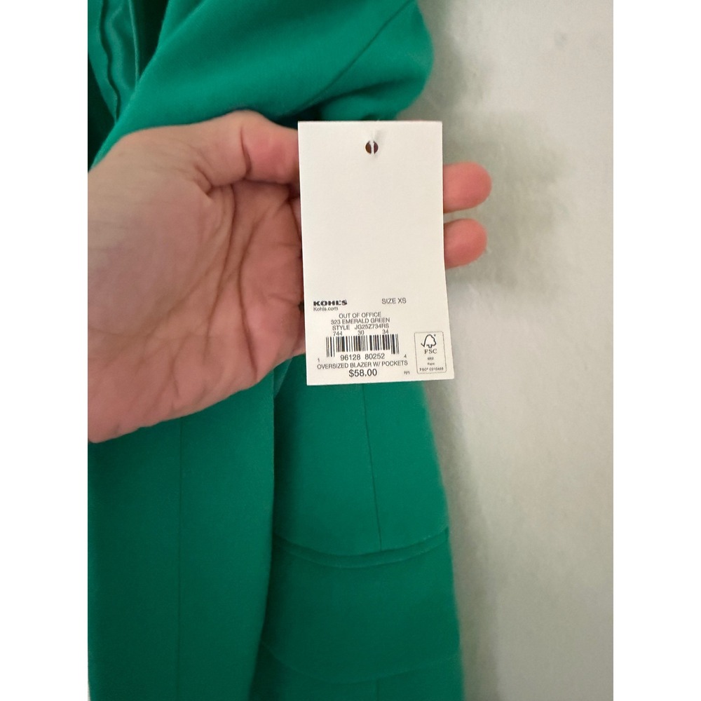 SO Goods for Life Emerald Green Oversized Blazer Jacket XS NWT JG25Z734RS - Picture 2 of 6